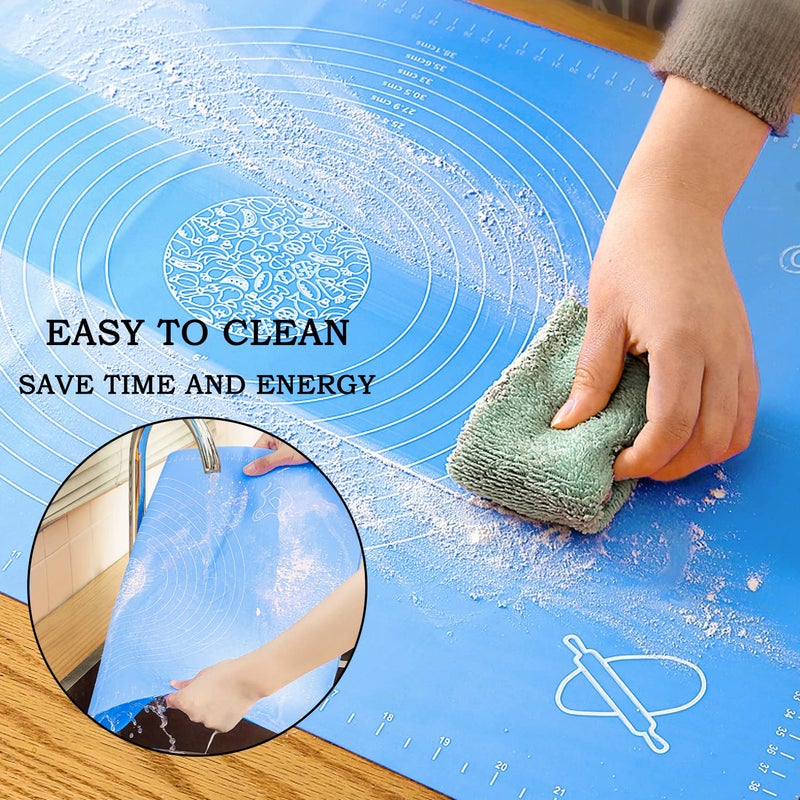 BJGXFMQ Silicone Baking Mat for Pastry Rolling Dough with Measurements,19.7" x 15.7" BPA Free Non stick and Non Slip Blue Table Sheet Baking Supplies for Bake Pizza Cake - Image 5